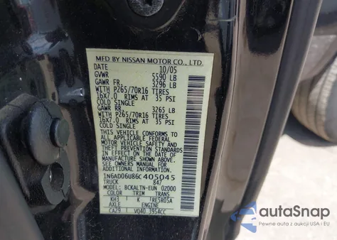 2006 Nissan Frontier Se из США, поврежденный, VIN 1N6AD06U86C405045